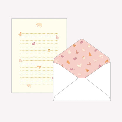 Matoka Papoter Gold Foiled Cats Letter Writing Set