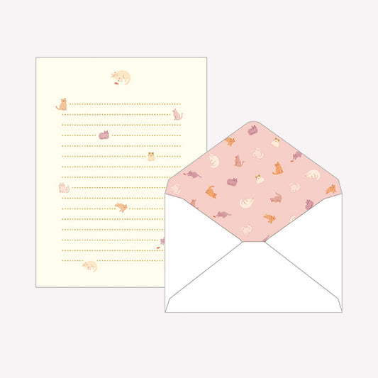 Matoka Papoter Gold Foiled Cats Letter Writing Set