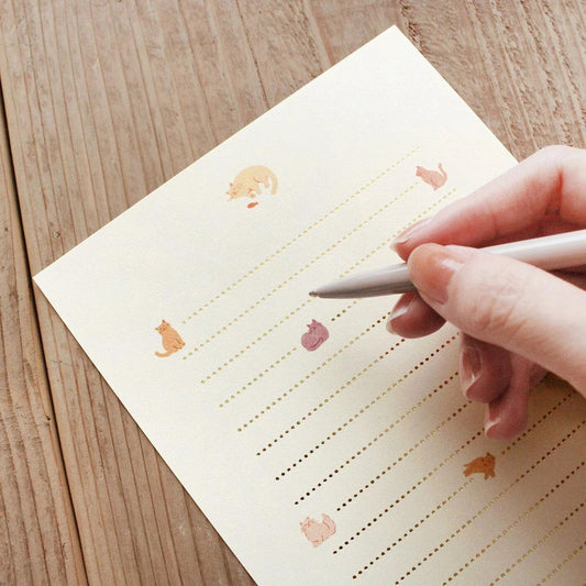 Matoka Papoter Gold Foiled Cats Letter Writing Set