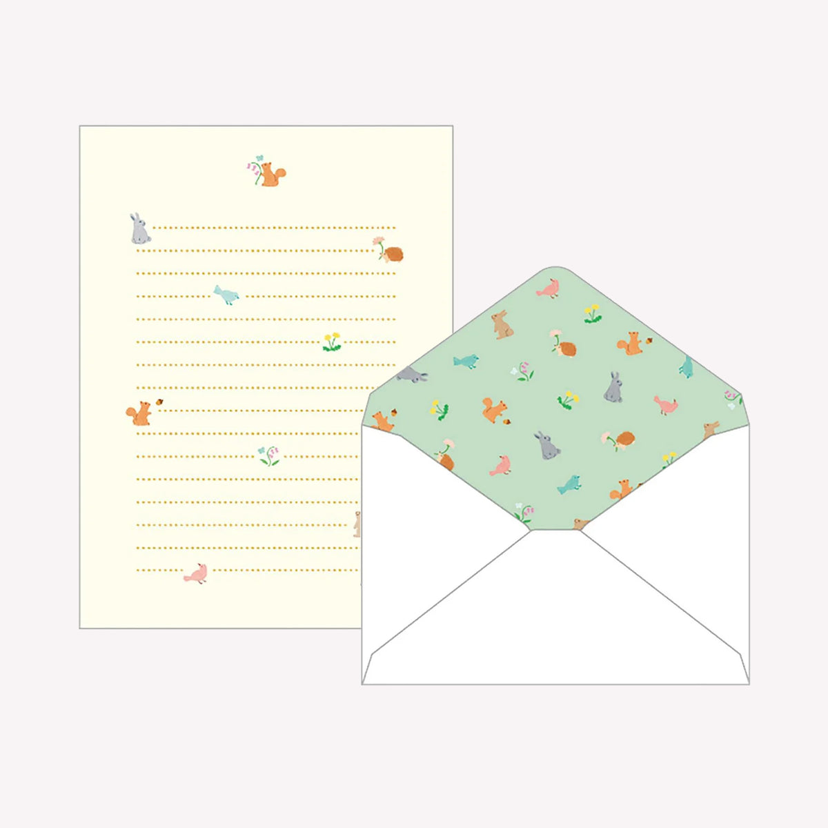 Matoka Papoter Gold Foiled Forest Animals Letter Writing Set