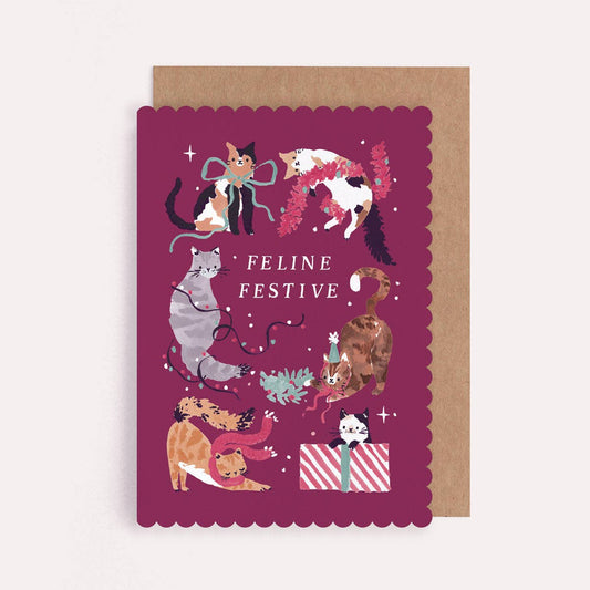 Feline Festive Cats Christmas Greetings Card