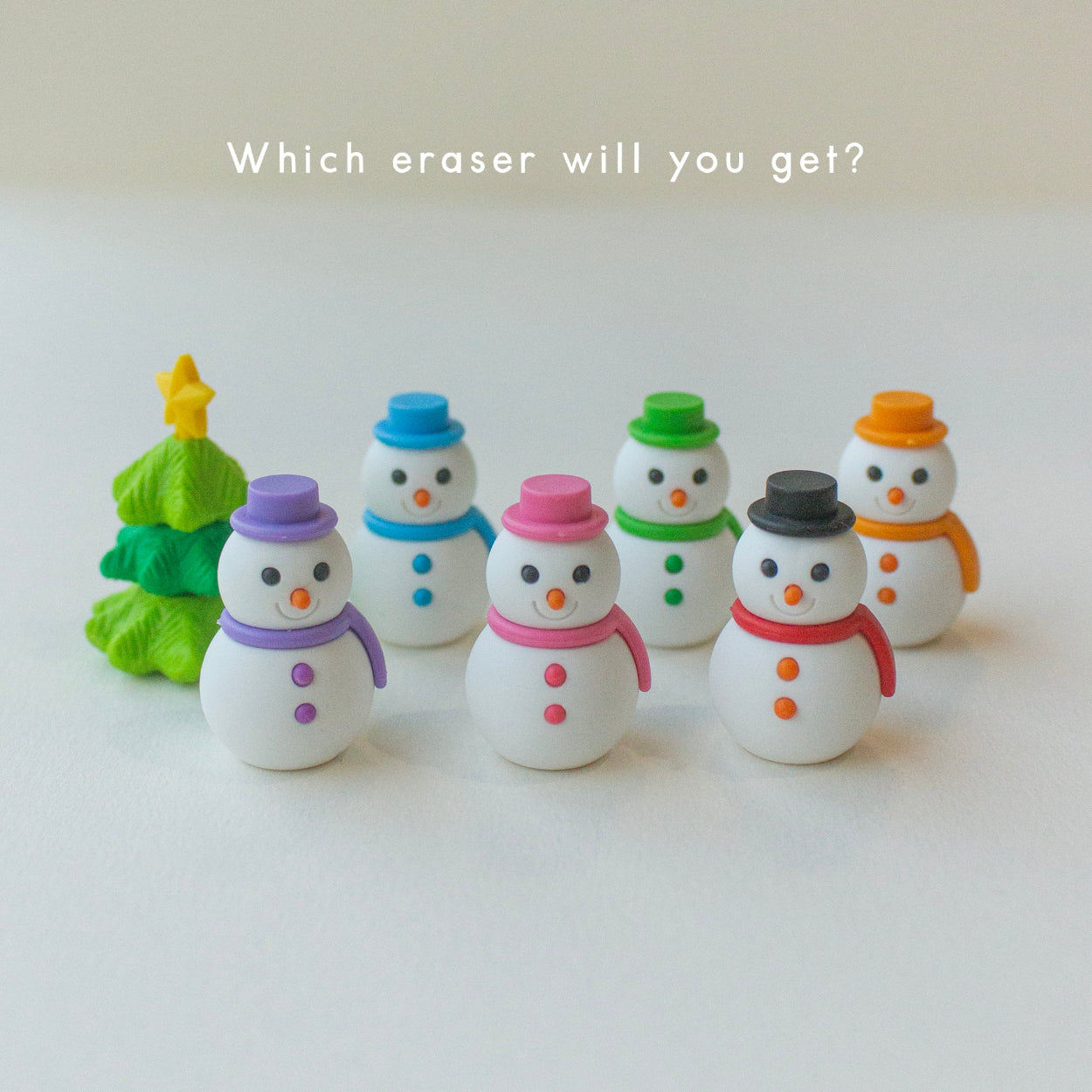 Range of cute snowman and tree shaped erasers by Iwako, all found in Salt Art Supply's festive stationery gift box.