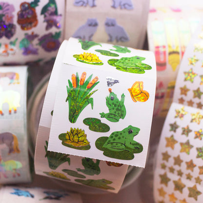 Stickermagic Prismatic Frogs & Lilypad Mini Sticker Sheet