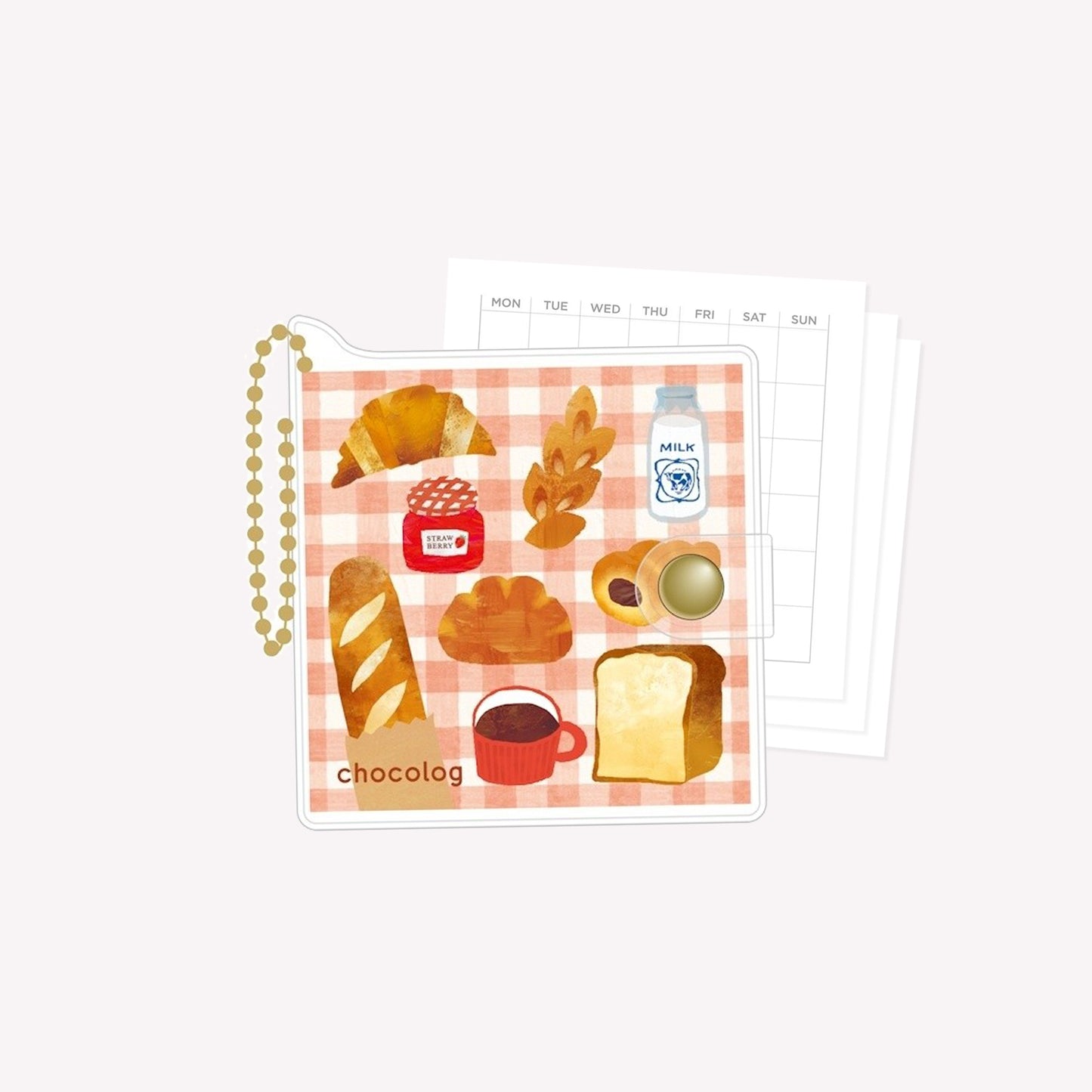 Furukawashiko Chocolog Gingham Bread Keychain Mini Notebook