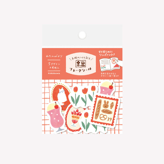 Furukawashiko Watashi-Biyori Red Washi Flake Stickers