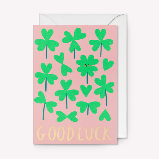 Good Luck Clover Greetings Card