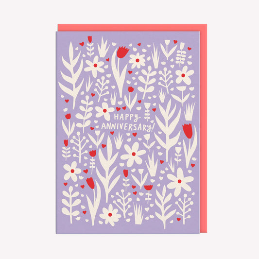 Happy Anniversary Flowers Greetings Card