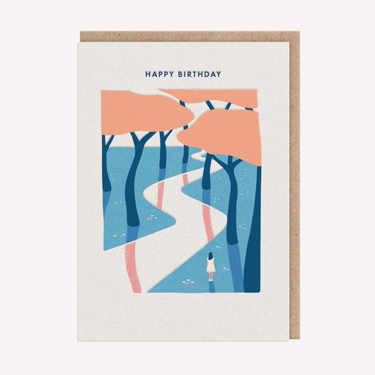 Happy Birthday Blossom Trees Greetings Card