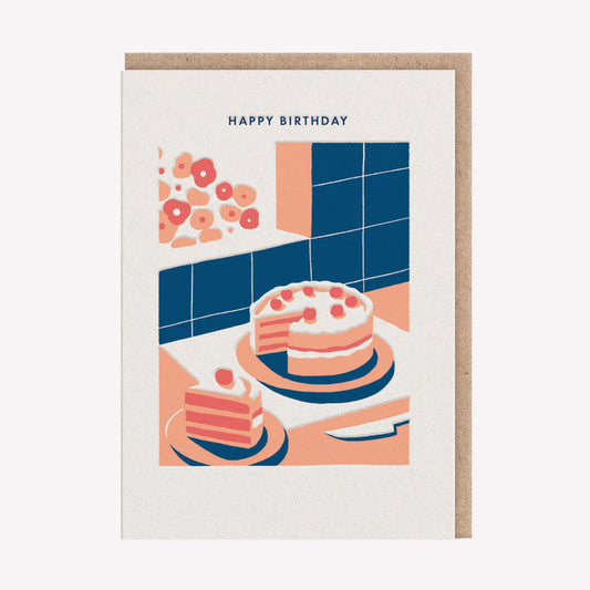 Happy Birthday Cake Slice Greetings Card