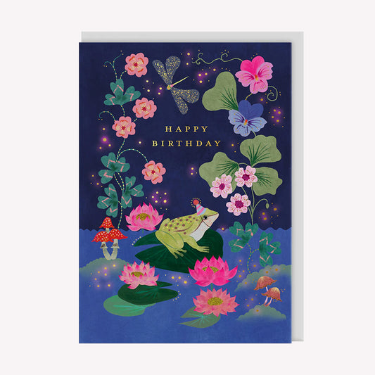 Happy Birthday Lilypad Frog Greetings Card
