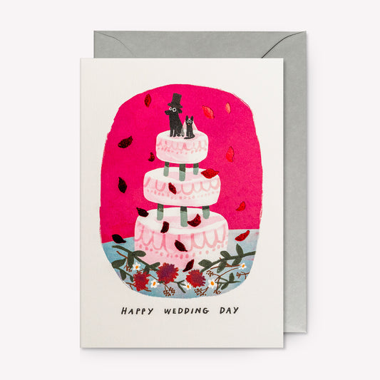 Dog and Cat Wedding Cake Greetings Card