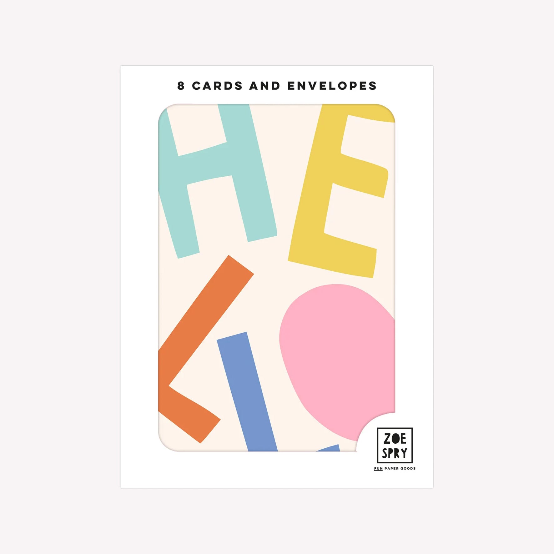 Hello Type Design Pack of 8 Notecards ~ Salt Art Supply