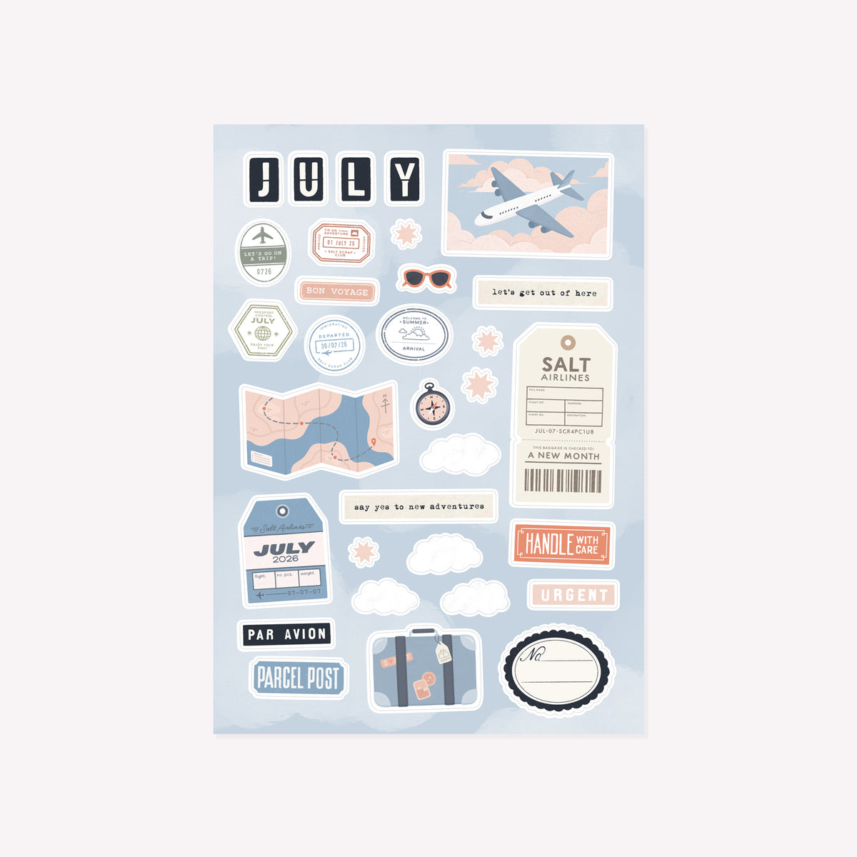 Monthly Salt Scrap Club Mail Sticker Sheet (Extras & Seconds)