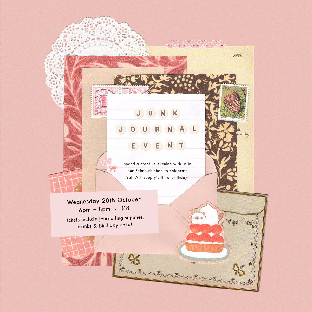 Salt Art Supply Birthday Junk Journal Evening - Wed 28th October