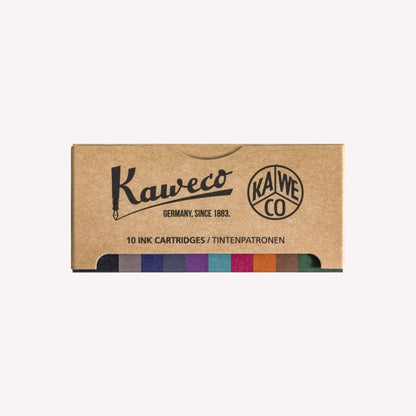 Kaweco pack of 10 ink cartridge refill set, presented in a cardboard packaging. 