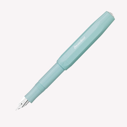 Kaweco Skyline Sport fountain pen with a mint green barrel and a fine silver nib. 
