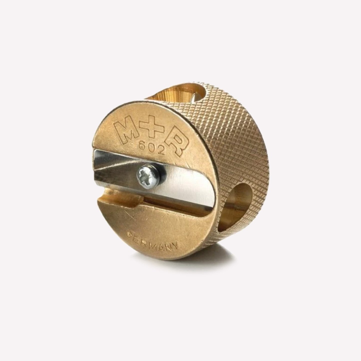 M+R Double Hole Brass Round Sharpener
