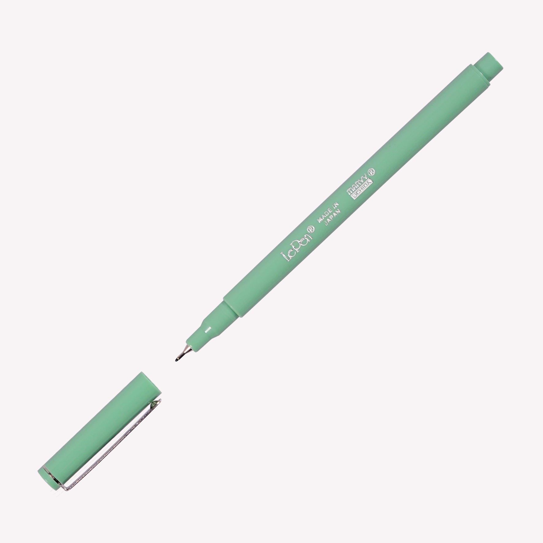 Open Marvy Uchida Le Pen fineliner in jade green.