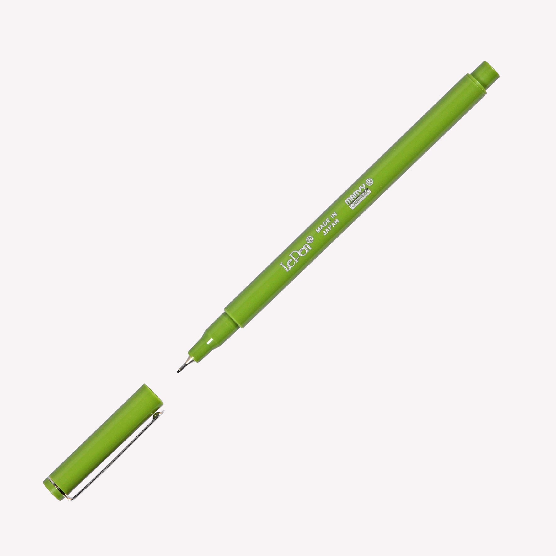 Open Marvy Uchida Le Pen fineliner in olive green.