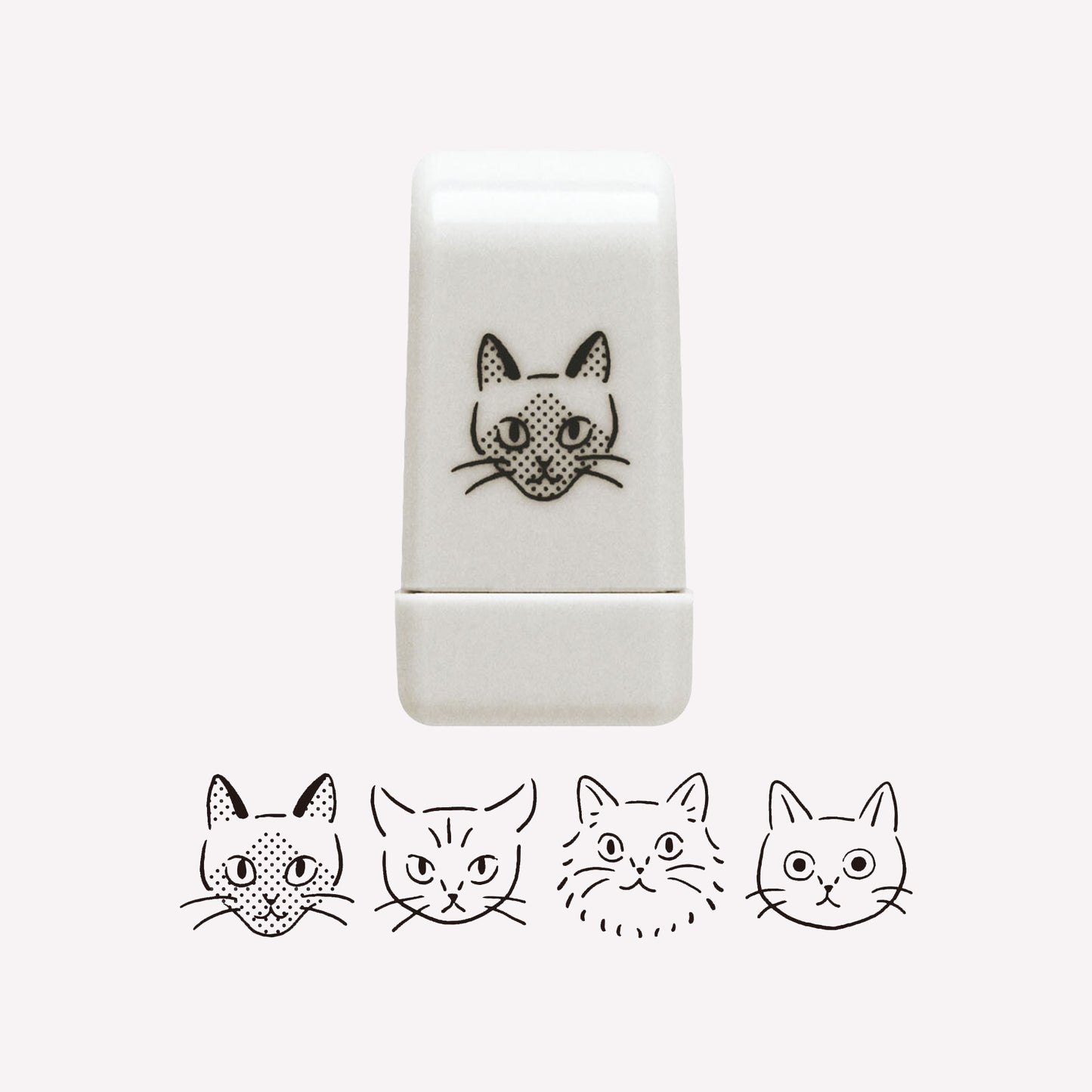 Matoka Deco Loop Stamp and swatch of cats faces. 