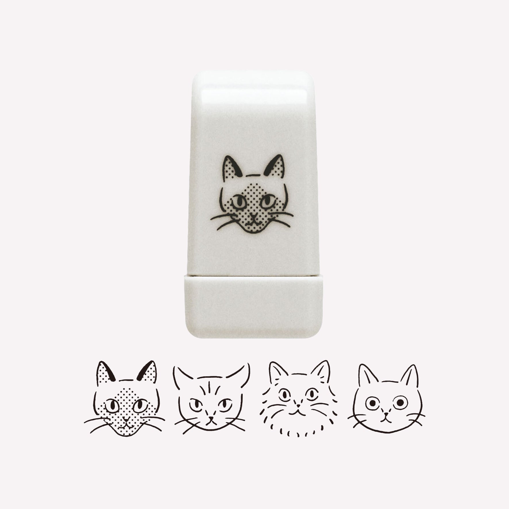 Matoka Deco Loop Stamp and swatch of cats faces. 