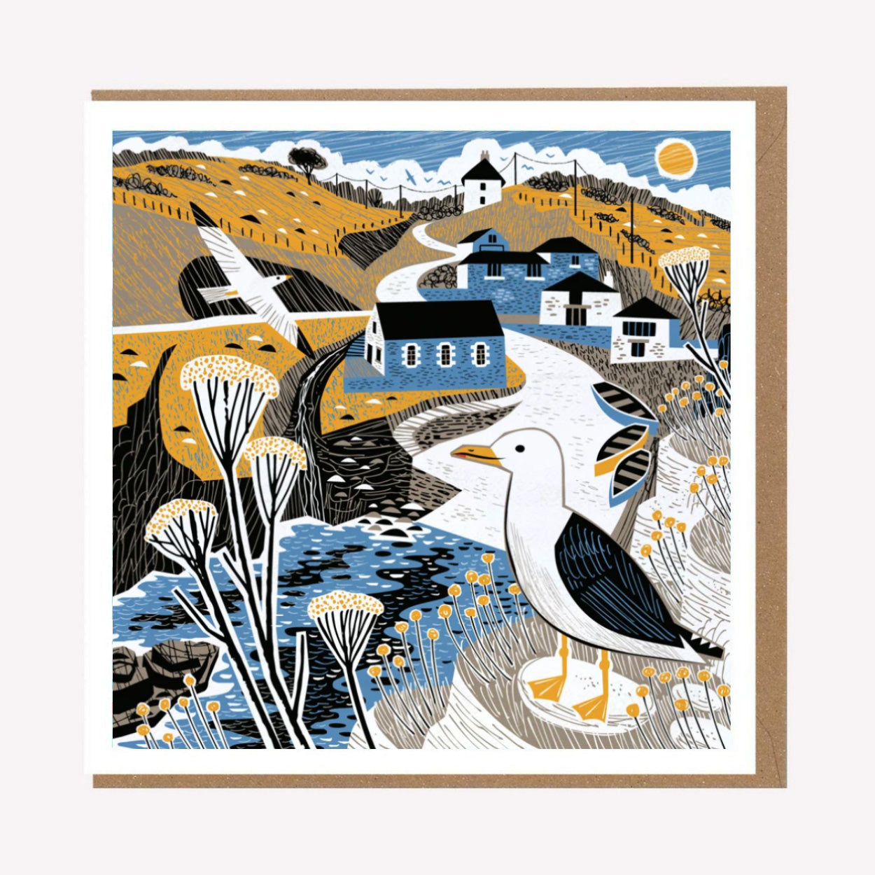 Church Cove Gull Cornwall Greetings Card