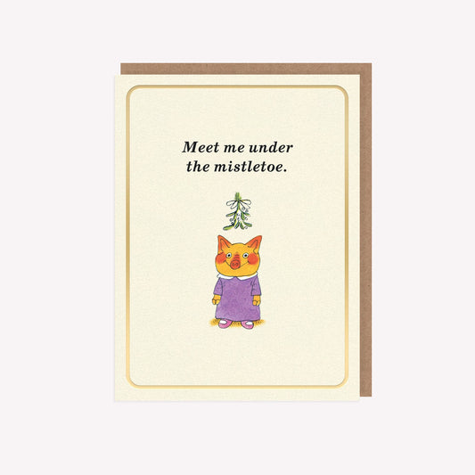 Meet Me Under The Mistletoe Richard Scarry Christmas Mini Greetings Card