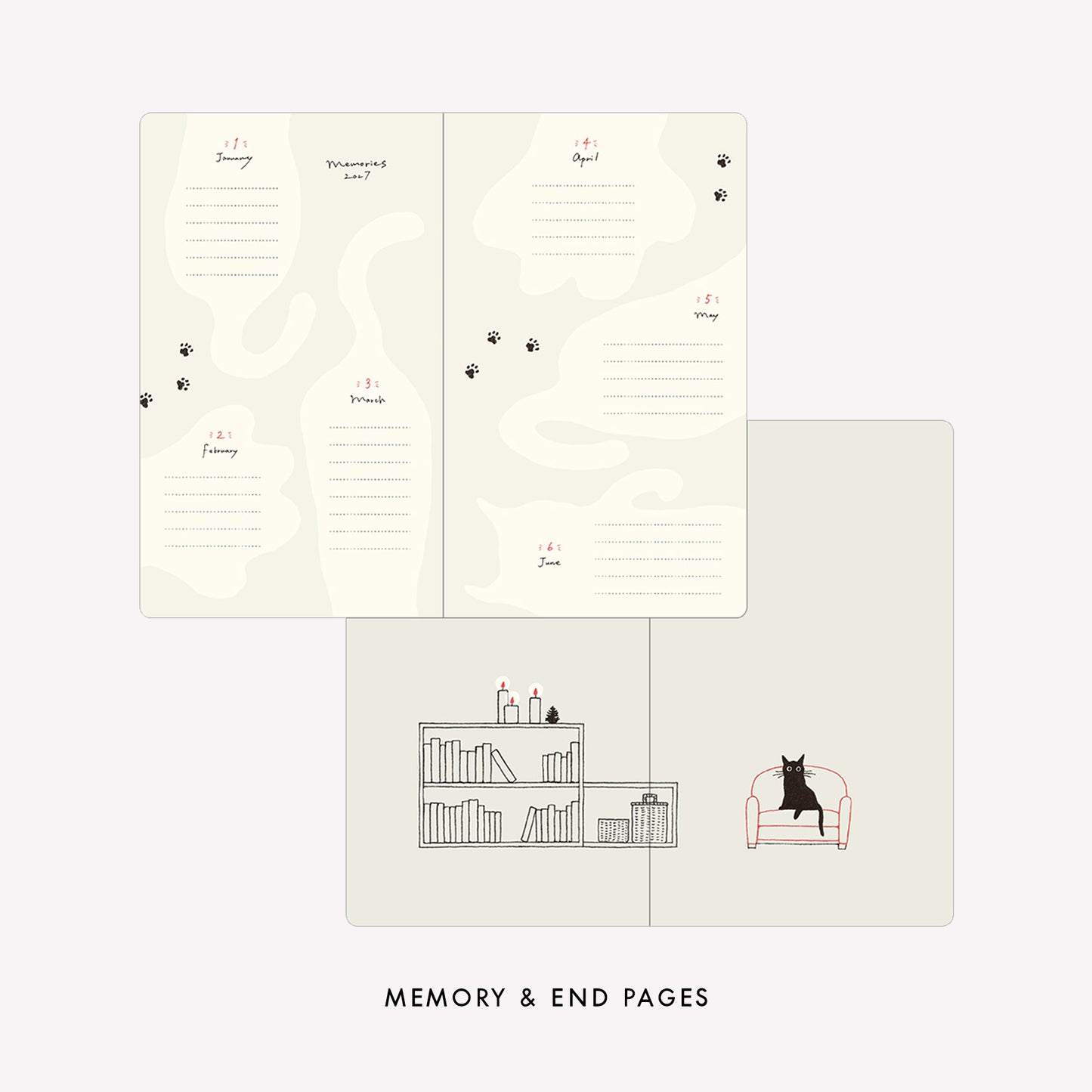 Midori 2027 Cat B6 Fabric Book-Style Diary