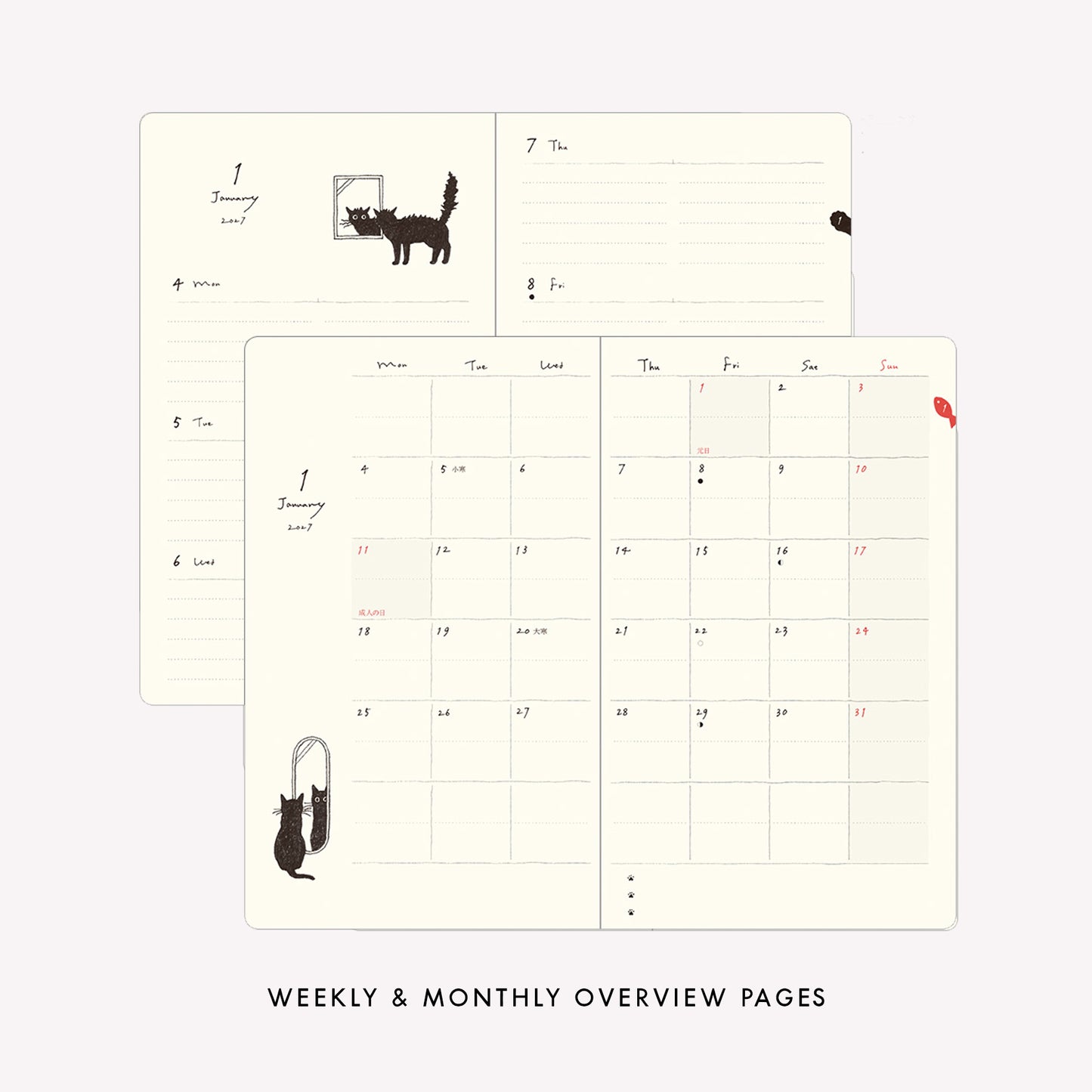Midori 2027 Cat B6 Fabric Book-Style Diary