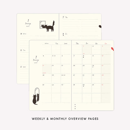 Midori 2027 Cat B6 Fabric Book-Style Diary