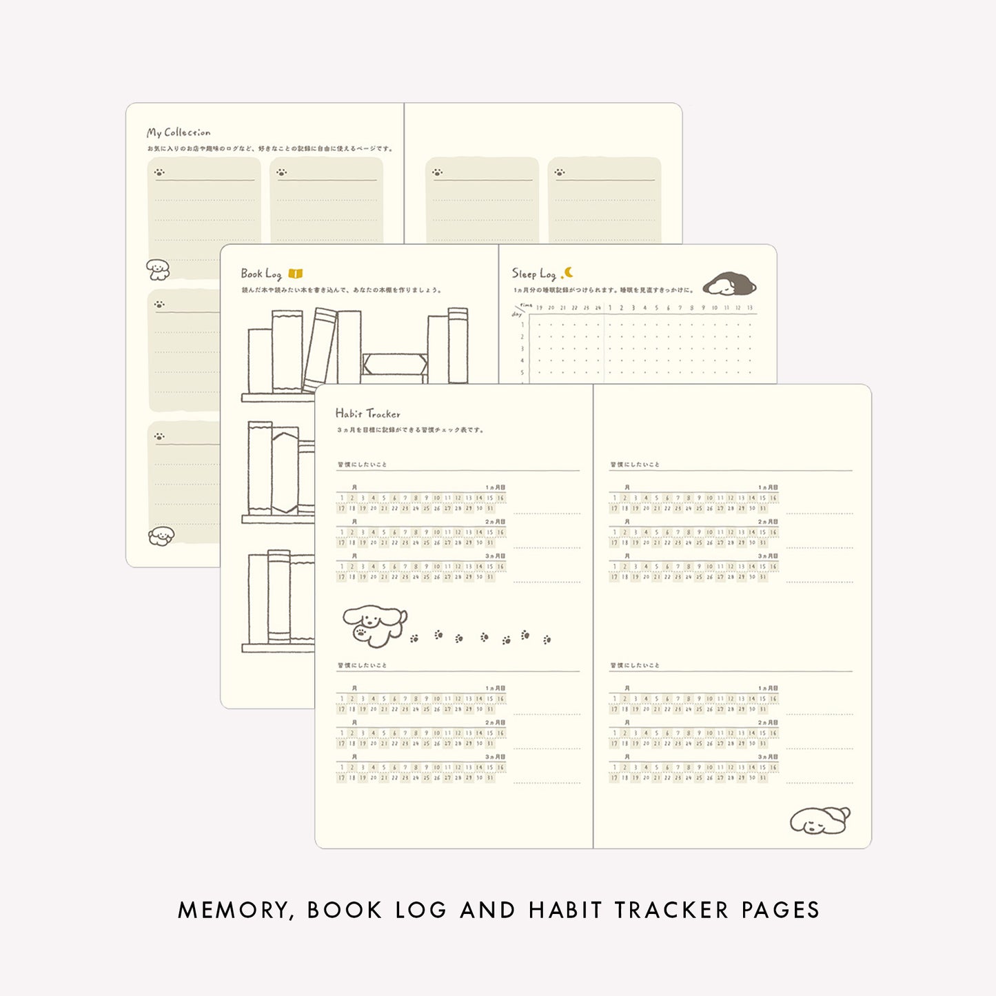 Midori 2027 Dog B6 Fabric Book-Style Diary