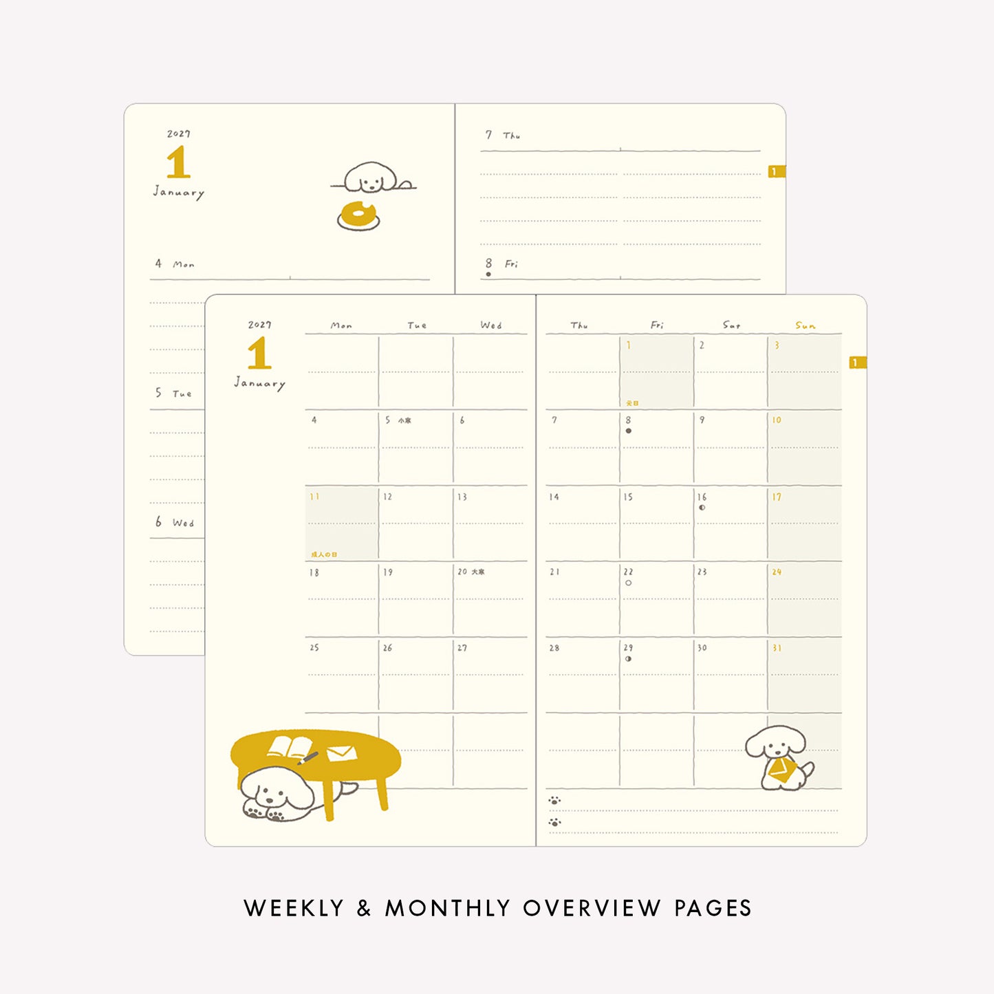 Midori 2027 Dog B6 Fabric Book-Style Diary