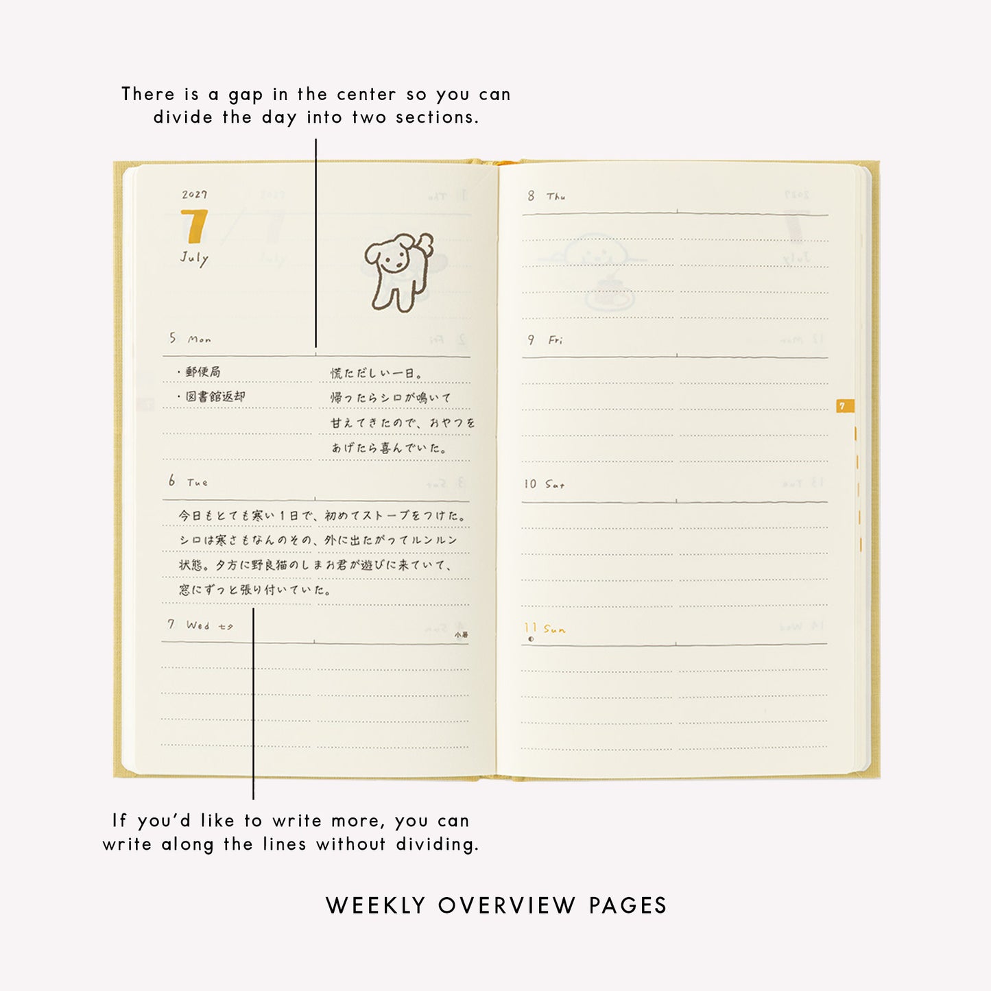 Midori 2027 Dog B6 Fabric Book-Style Diary