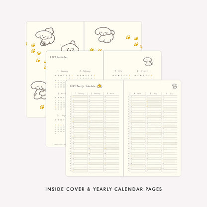 Midori 2027 Dog B6 Fabric Book-Style Diary