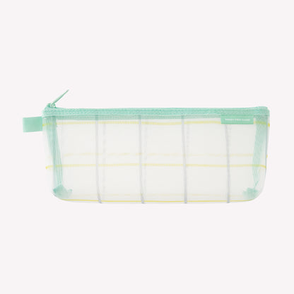 Midori Green Check Mesh Pencil Case