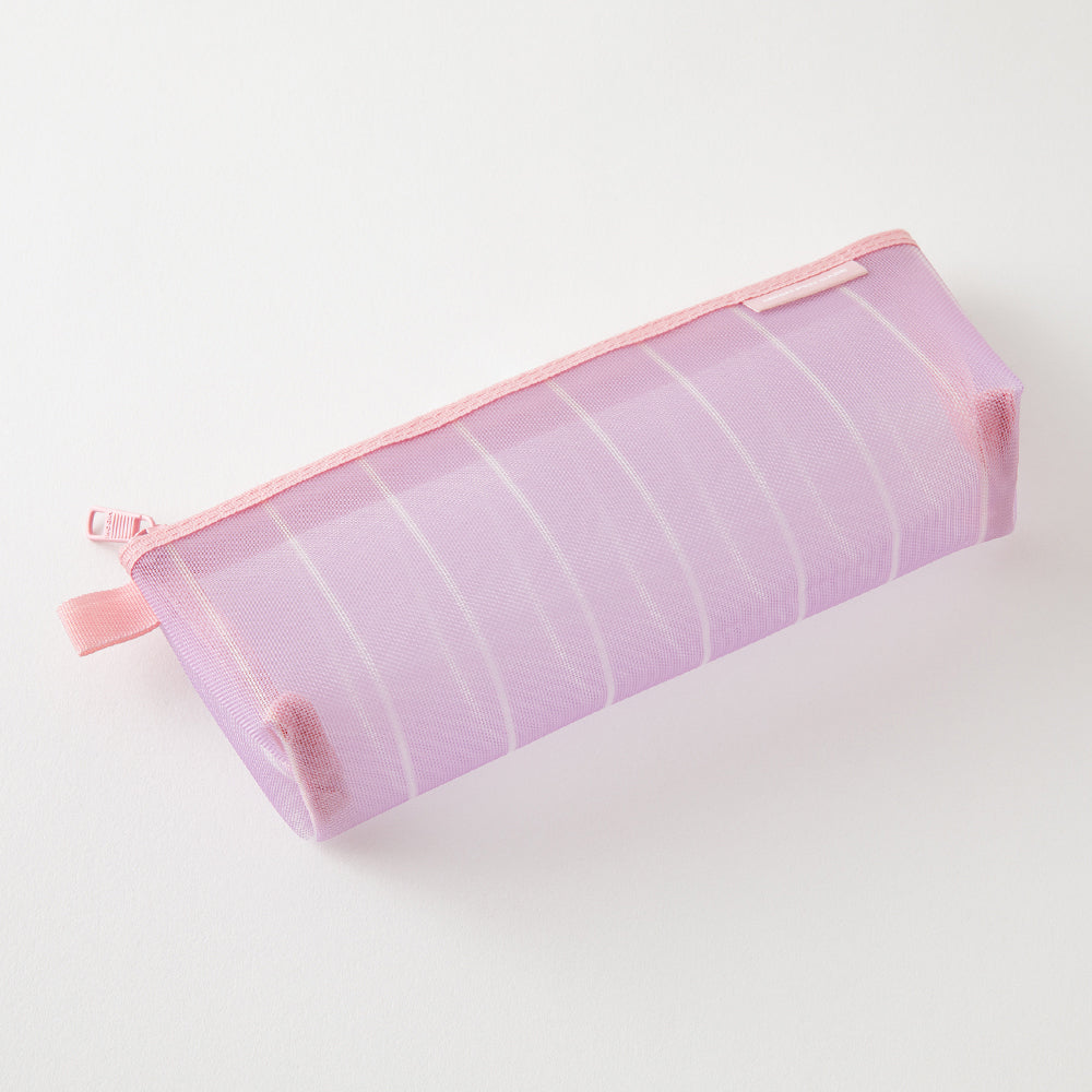 Midori Purple Check Mesh Pencil Case