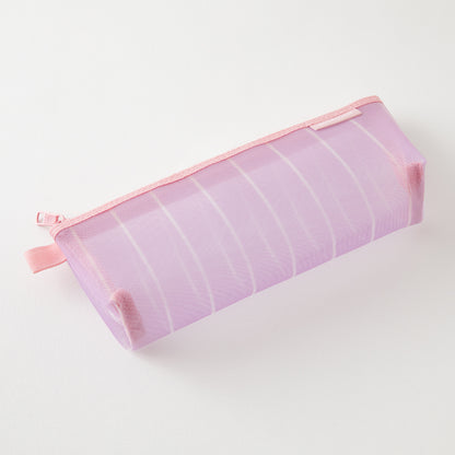 Midori Purple Check Mesh Pencil Case