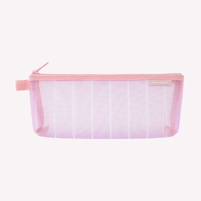 Midori Purple Check Mesh Pencil Case