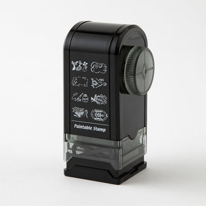 Midori Antique rotating paintable ink stamp with 8 designs of cats and flowers. 