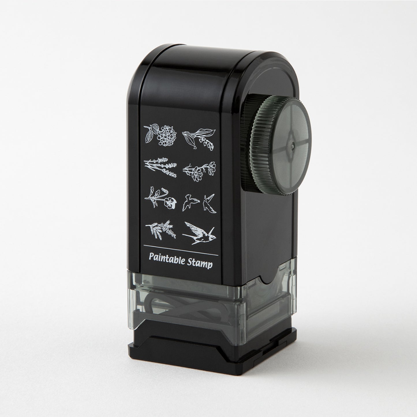 Midori Antique rotating paintable ink stamp with 8 designs of birds and flowers. 