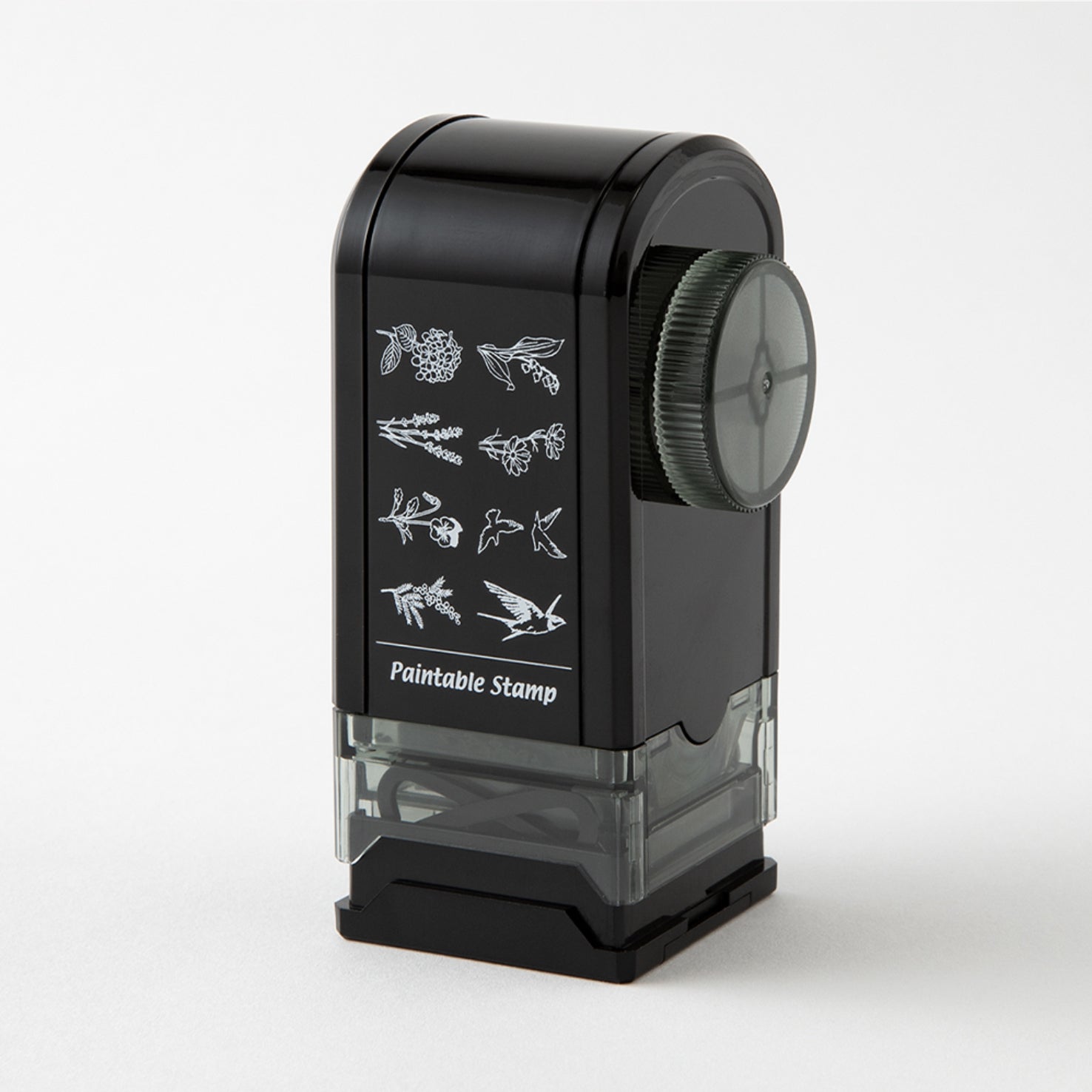 Midori Antique rotating paintable ink stamp with 8 designs of birds and flowers. 