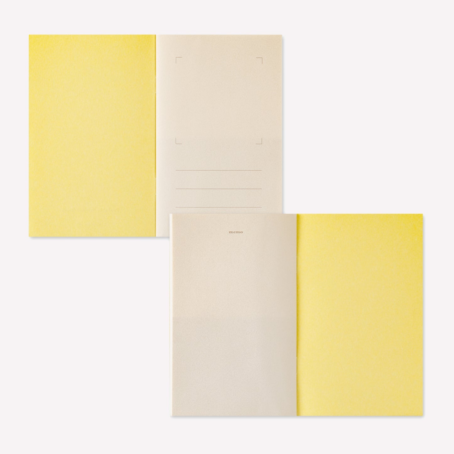 Midori peelable sticker book with a yellow cover displayed open to show the sticker release paper inside. 