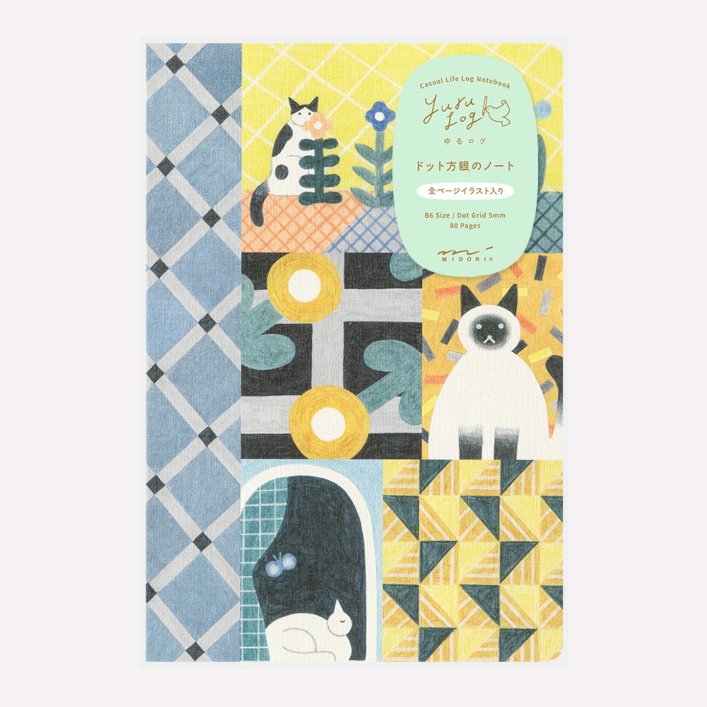 Midori Cat & Books Yuru Log B6 Notebook