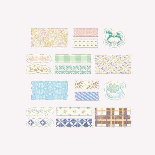 Midori Yuru Log Antique Tile Sticker Roll