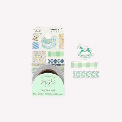 Midori Yuru Log Antique Tile Sticker Roll