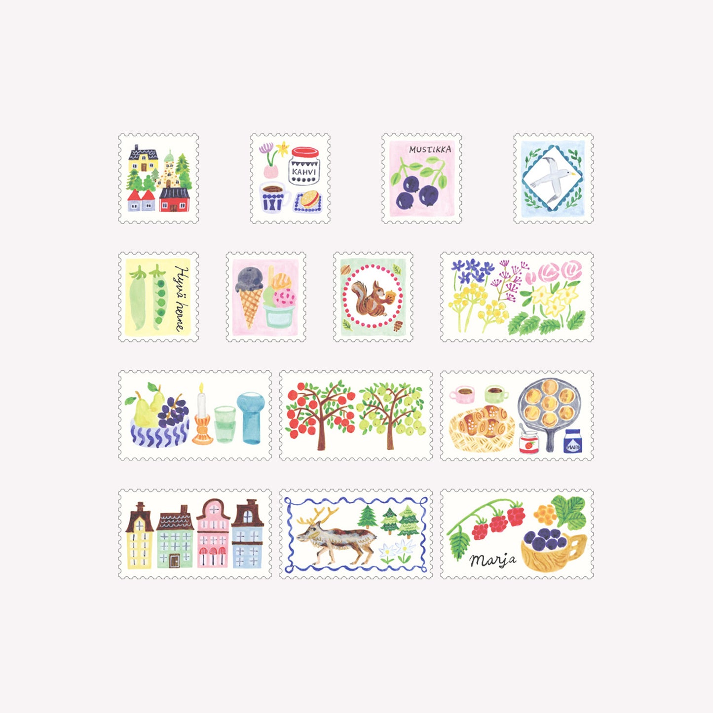 Midori Yuru Log Postage Stamp Sticker Roll