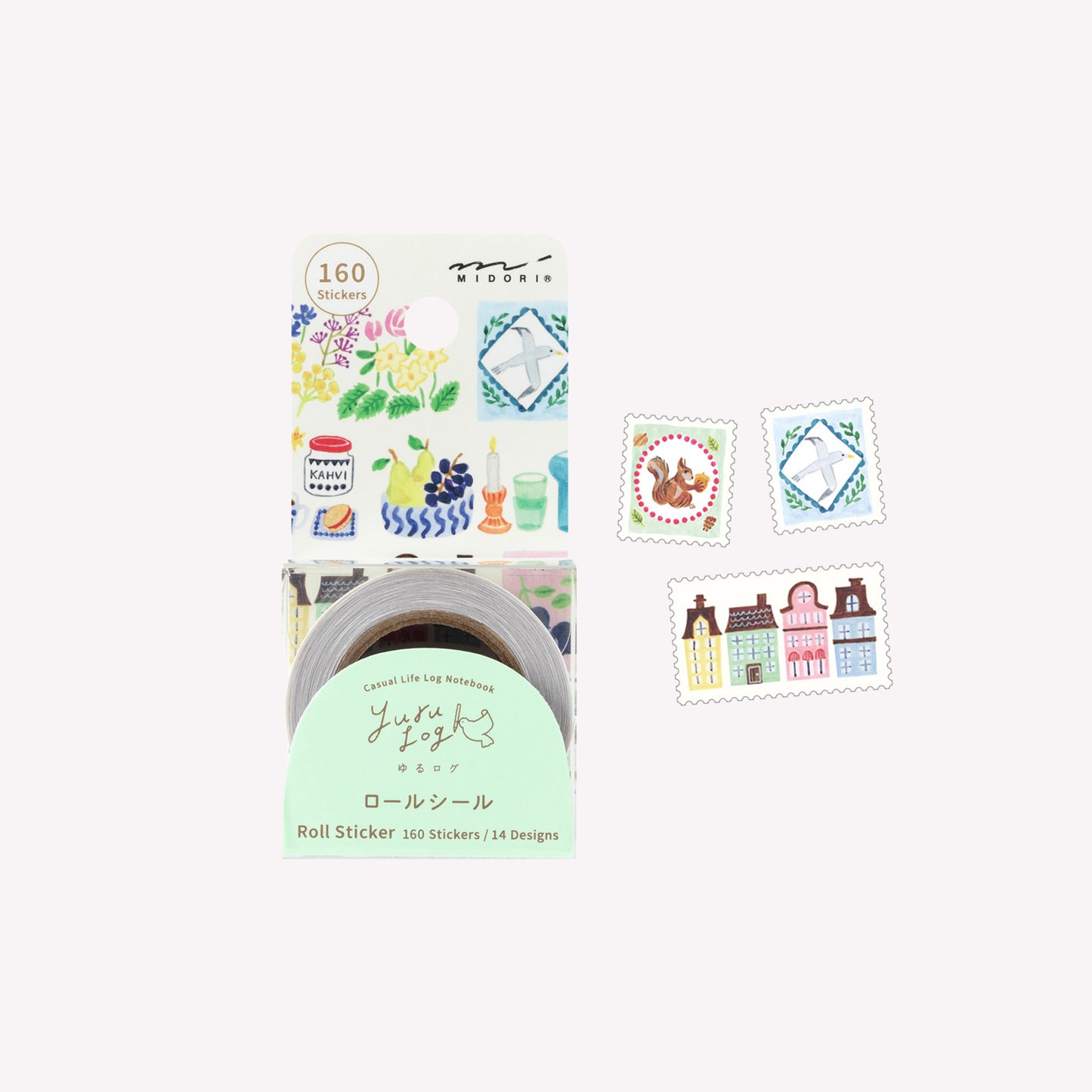Midori Yuru Log Postage Stamp Sticker Roll