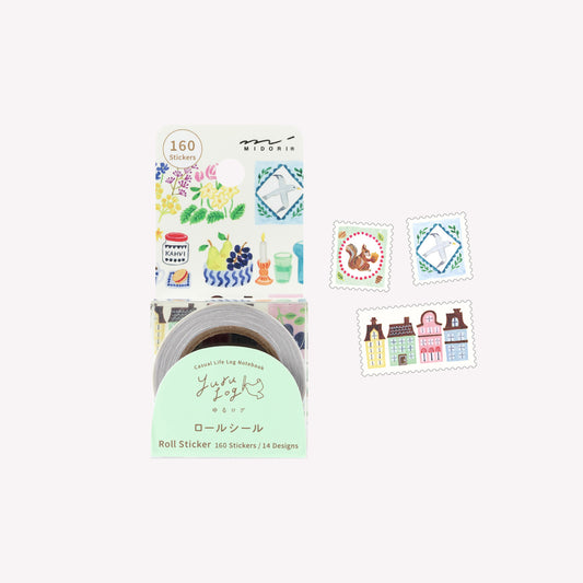 Midori Yuru Log Postage Stamp Sticker Roll
