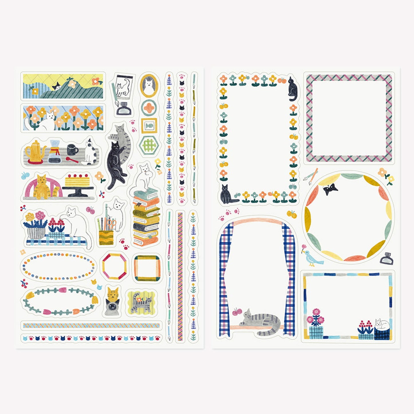 Midori Cats & Books Yuru Log Sticker Sheets (Set of 2)