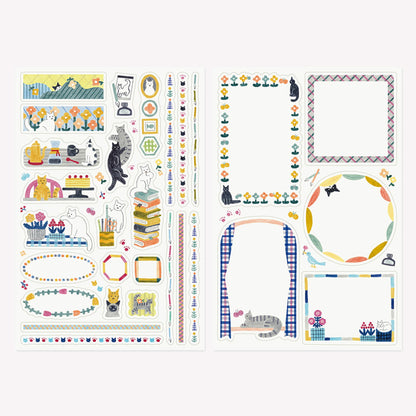 Midori Cats & Books Yuru Log Sticker Sheets (Set of 2)